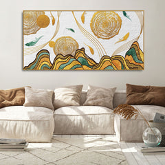 Golden Fish Abstract Premium Canvas Wall Art Painting