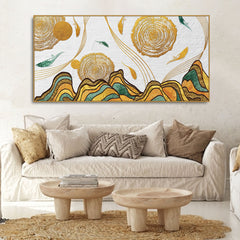Golden Fish Abstract Premium Canvas Wall Art Painting