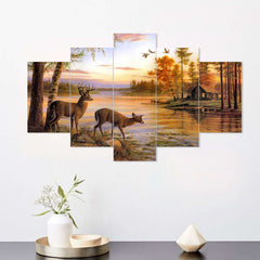 Set of Five MDF Framed 3D Wall Painting for Home Decoration, Big Size Painting for Living Room, Bedroom (24x50 inches)DR 48