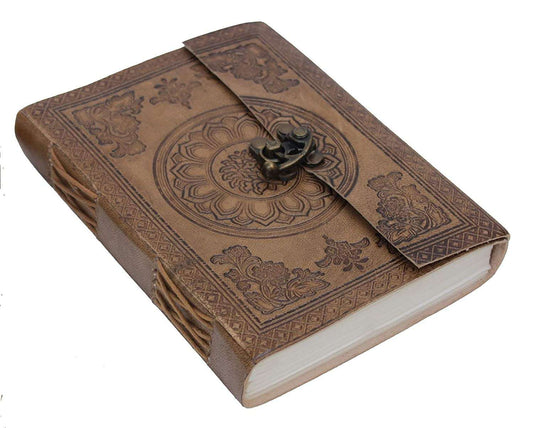 Leather Journal Diary with metal lock vintage Journal handmade 200 pages white unruled|travel Diary|personal journal -1