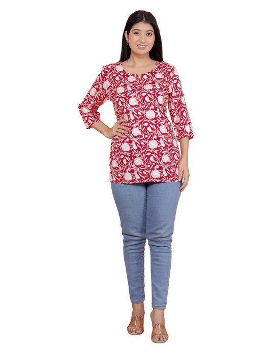Women's Short Kurti Tops for Jeans | Stylish Rayon Kurta for Girls | Trendy Ethnic Short Kurta for Daily & Office Wear PR46
