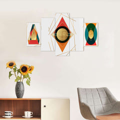 Set of Five MDF Framed 3D Wall Painting for Home Decoration, Big Size Painting for Living Room, Bedroom (24x50 inches)DR 48