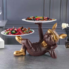 Decoration Cool Dog Showpiece With Plate for Home Decor Item | Kitchen,Bedroom,Office,Dinning Table Decorative Item (Black)