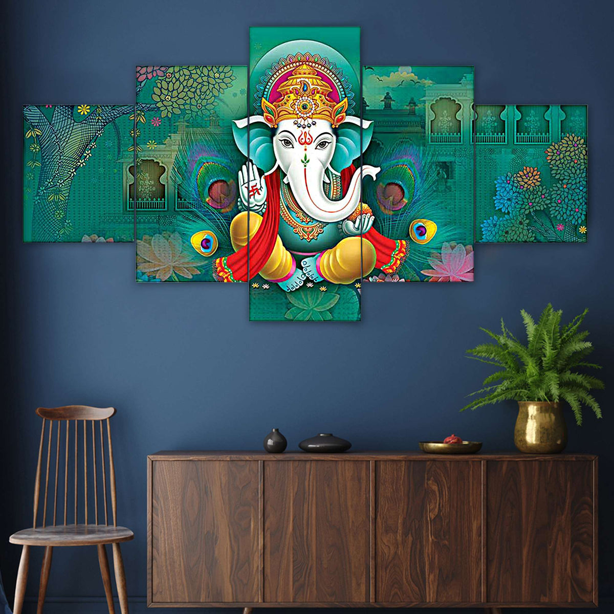 Set of Five MDF Framed 3D Wall Painting for Home Decoration, Big Size Painting for Living Room, Bedroom (24x50 inches)DR 48