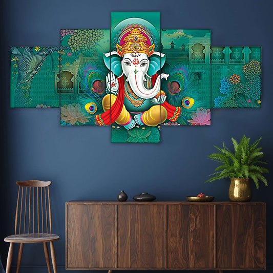Set of Five MDF Framed 3D Wall Painting for Home Decoration, Big Size Painting for Living Room, Bedroom (24x50 inches)DR 48