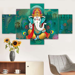 Set of Five MDF Framed 3D Wall Painting for Home Decoration, Big Size Painting for Living Room, Bedroom (17x30 inches)WE 1
