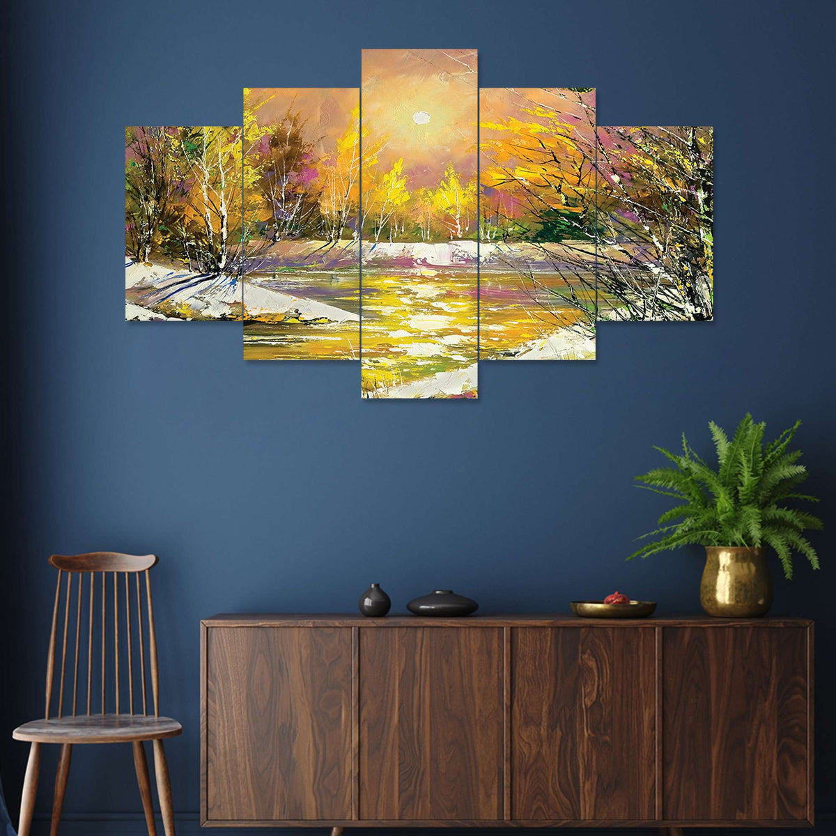Set of Five MDF Framed 3D Wall Painting for Home Decoration, Big Size Painting for Living Room, Bedroom (24x50 inches)DR 48