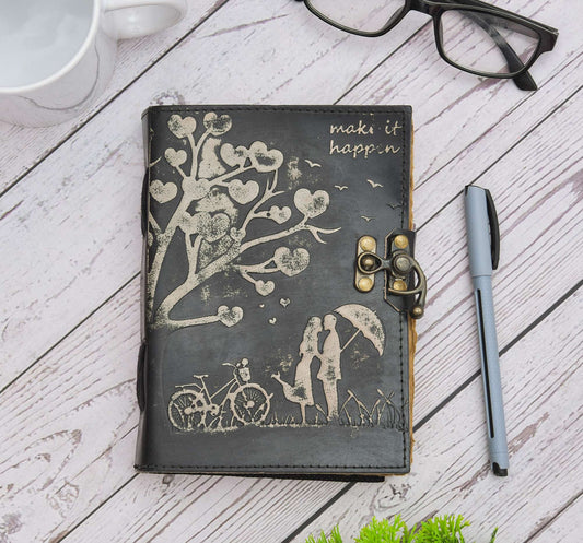 Genuine Leather Diary | Vintage Handmade Leather Journal | Premium Antique String Closure | 200 Handmade Deckle Edge Antique Pages -1