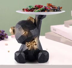 Decoration Cool Bear Showpiece for Home Shelves Decor Item, Home Kitchen Decor,Office Decor,Resin, Multifunctional,Phone,Wallets-Unique Shelf & Tabletop Decoration (Grey)