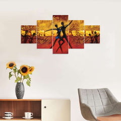 Set of Five MDF Framed 3D Wall Painting for Home Decoration, Big Size Painting for Living Room, Bedroom (24x50 inches)DR 48