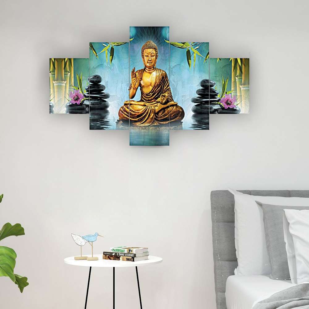 Set of Five MDF Framed 3D Wall Painting for Home Decoration, Big Size Painting for Living Room, Bedroom (24x50 inches)DR 48