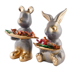 Set Of Two Decorative Rabbit Showpiece  Home Decor Animal Statues for Living Room, Bedroom, Dining Room, Kitchen, Bathroom, Wedding, Party Dcor