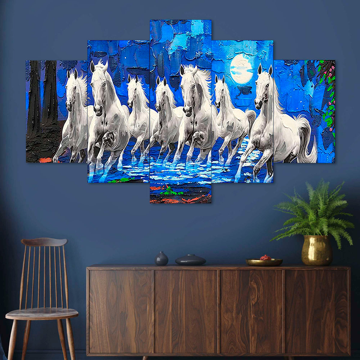Set of Five MDF Framed 3D Wall Painting for Home Decoration, Big Size Painting for Living Room, Bedroom (24x50 inches)DR 48