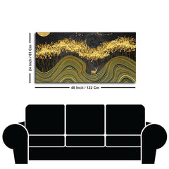 Miraculous Landscape with Golden Deer Texture Canvas Wall Painting