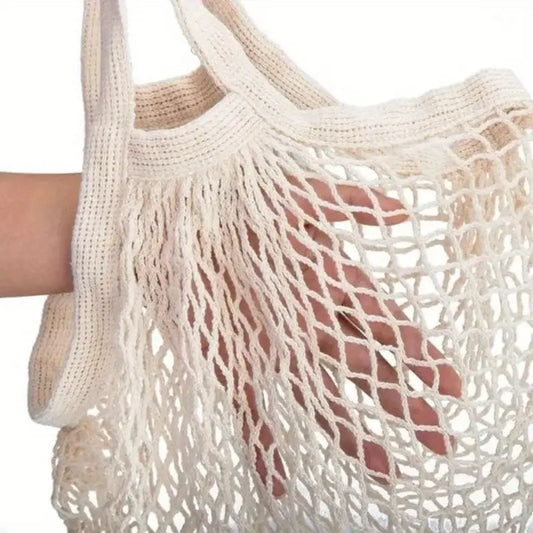 1 Pc Boho Mesh Net Bag – Lightweight & Stylish Grocery Tote