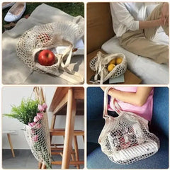1 Pc Boho Mesh Net Bag – Lightweight & Stylish Grocery Tote
