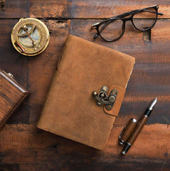 Genuine Leather Diary | Vintage Handmade Leather Journal | Premium Antique String Closure | 200 Handmade Deckle Edge Antique Pages -1