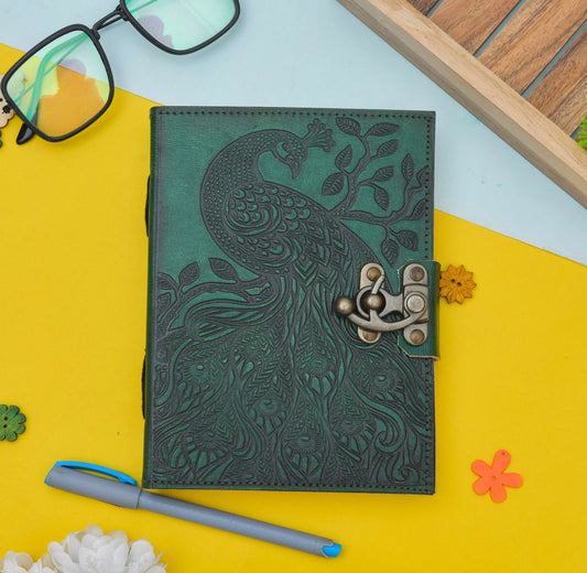 Leather Journal Diary with metal lock vintage Journal handmade 200 pages white unruled|travel Diary|personal journal -1