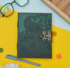 Leather Journal Diary with metal lock vintage Journal handmade 200 pages white unruled|travel Diary|personal journal -1