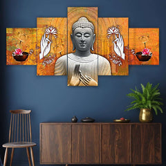 Set of Five MDF Framed 3D Wall Painting for Home Decoration, Big Size Painting for Living Room, Bedroom (17x30 inches)WE 1