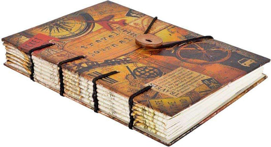 Handmade Printed Cardboard Journal Diary with Buckle Lock Unruled 200 Pages Notepad Personal Diaries for Men and Women -1