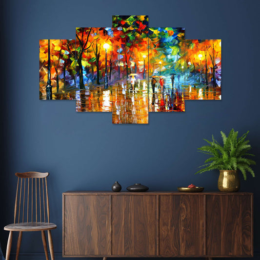 Set of Five MDF Framed 3D Wall Painting for Home Decoration, Big Size Painting for Living Room, Bedroom (24x50 inches)DR 48