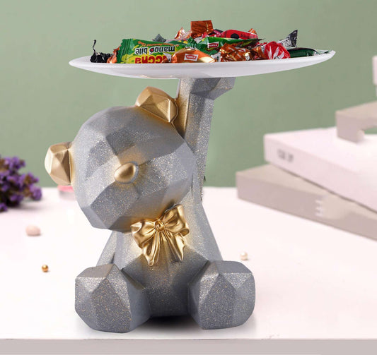Decoration Cool Bear Showpiece for Home Shelves Decor Item, Home Kitchen Decor,Office Decor,Resin, Multifunctional,Phone,Wallets-Unique Shelf & Tabletop Decoration (Grey)