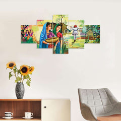 Set of Five MDF Framed 3D Wall Painting for Home Decoration, Big Size Painting for Living Room, Bedroom (24x50 inches)DR 53