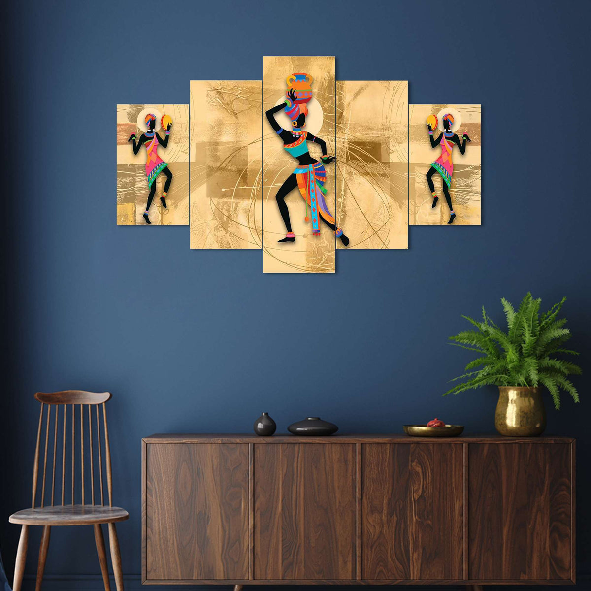 Set of Five MDF Framed 3D Wall Painting for Home Decoration, Big Size Painting for Living Room, Bedroom (24x50 inches)DR 53