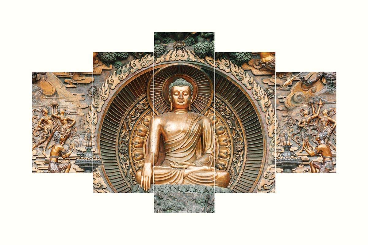 Set of Five MDF Framed 3D Wall Painting for Home Decoration, Big Size Painting for Living Room, Bedroom (24x50 inches)DR 48