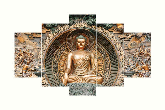 Set of Five MDF Framed 3D Wall Painting for Home Decoration, Big Size Painting for Living Room, Bedroom (24x50 inches)DR 48