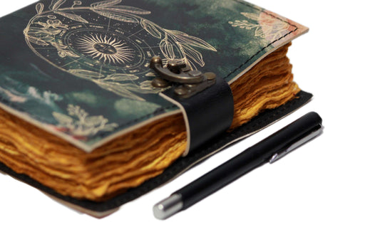 Genuine Leather Diary | Vintage Handmade Leather Journal | Premium Antique String Closure | 200 Handmade Deckle Edge Antique Pages -1