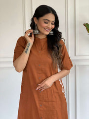 Women's Cotton Printed A-Line Kurti With Pant