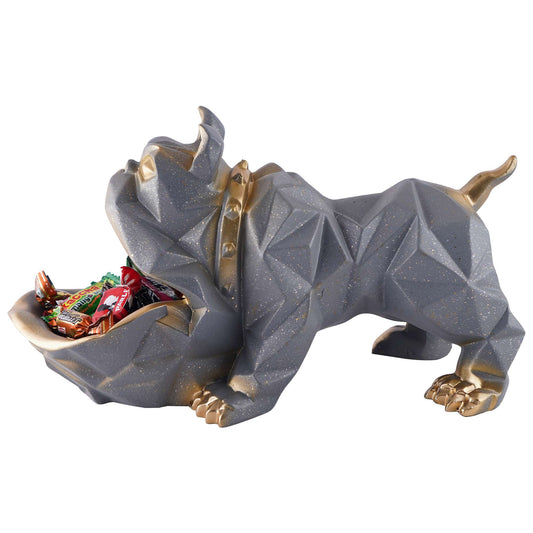 Decorative Bulldog Figurines,Dog Statues for Home Decor, Collectible Animal Figurines, Gifts for Dog Lovers, Home Decor & Showpiece (Grey)