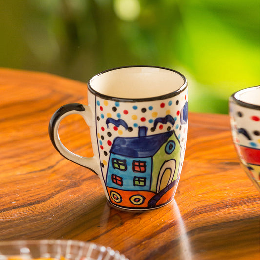 'The Hut Jumbo Cuppas' Hand-Painted Mug In Ceramic (270 ML, Microwave Safe)