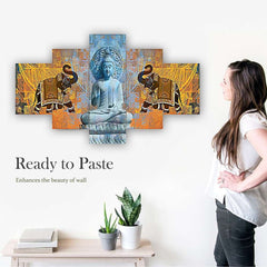 Set of Five MDF Framed 3D Wall Painting for Home Decoration, Big Size Painting for Living Room, Bedroom (17x30 inches)WE 1