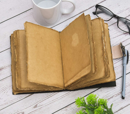 Genuine Leather Diary | Vintage Handmade Leather Journal | Premium Antique String Closure | 200 Handmade Deckle Edge Antique Pages -1