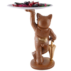 Cool Taddy Bear Showpiece for Home Decorative Showpiece | Taddy Bear with Paltter Statue for Home Decor Showpiece | Home Kitchen Decor | Office Decorative Item (White)