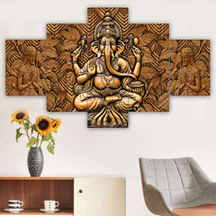 Set of Five MDF Framed 3D Wall Painting for Home Decoration, Big Size Painting for Living Room, Bedroom (17x30 inches)WE 1