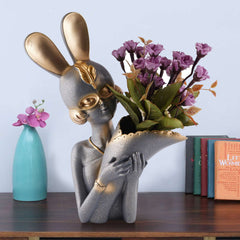 Decorative Flower Vases showpiece for Living Room, Bedroom, Kitchen, Dining Room, Office Decoration  Home Decor 14 Inch (White Orange)