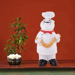 Resin Showpiece Cute Chef Figurine Miniature Statue Ornaments Welcome Board Table Dcor For Kitchen Decoration items for Restaurant