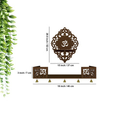 Aesthetic Designer  Wall Hanging Wooden Temple/ Pooja Mandir Design with Shelf, Brown Color