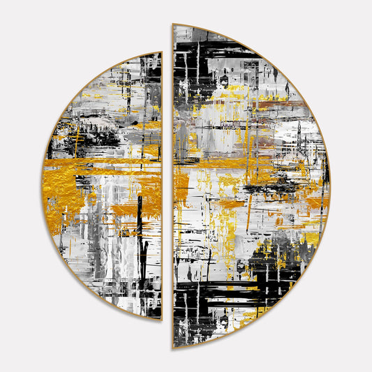 Psychedelic Abstract Art Semi Circle Frames Set Of 2