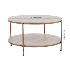 Round Metal Copper Round Coffee Table In Shiny Golden Edge