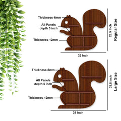 Squirrel Shape Wooden Wall Shelf LED Light Wall Shelf with Walnut Finish