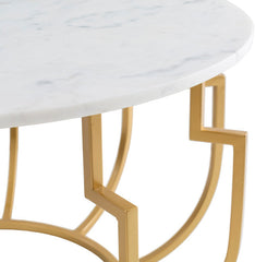 Unique Design White Marble Golden Metal Center Table