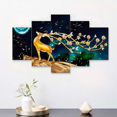 Set of Five MDF Framed 3D Wall Painting for Home Decoration, Big Size Painting for Living Room, Bedroom (24x50 inches)DR 48