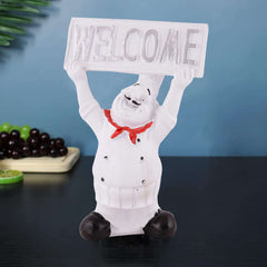 Resin Showpiece Cute Chef Figurine Miniature Statue Ornaments Welcome Board Table Dcor For Kitchen Decoration items for Restaurant