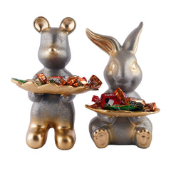 Set Of Two Decorative Rabbit Showpiece  Home Decor Animal Statues for Living Room, Bedroom, Dining Room, Kitchen, Bathroom, Wedding, Party Dcor