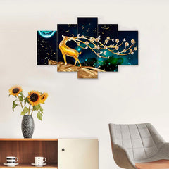 Set of Five MDF Framed 3D Wall Painting for Home Decoration, Big Size Painting for Living Room, Bedroom (24x50 inches)DR 48